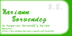 mariann borvendeg business card